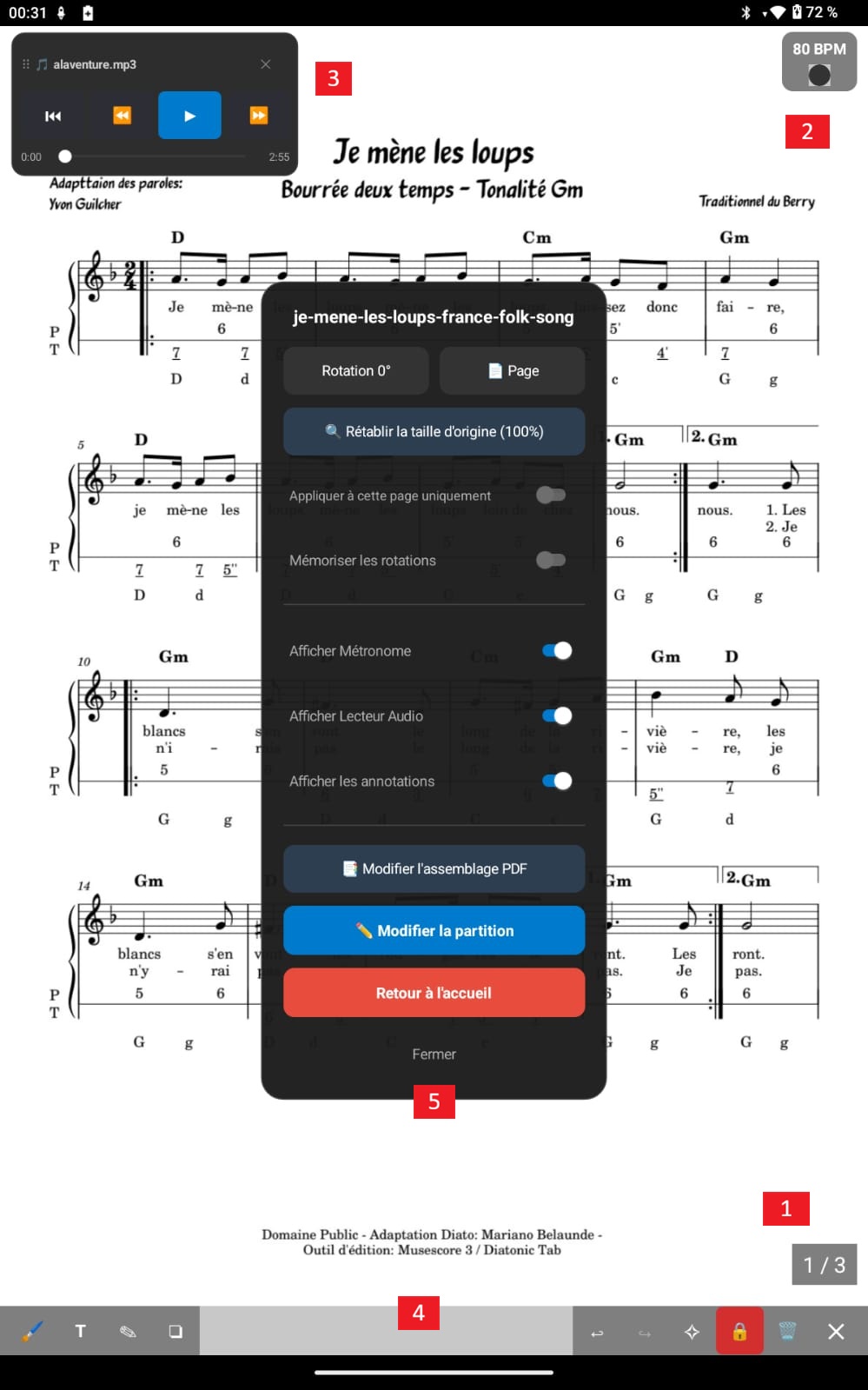 Annotations des partitions